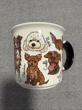 New! Corona Ceramic Dog Portrait Mug in Cream with Brown Accents